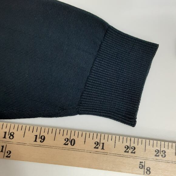 Vintage 90s Murano 100% Silk Mock Neck Sweater Ribbed Black Pullover Mens L - Picture 9 of 9